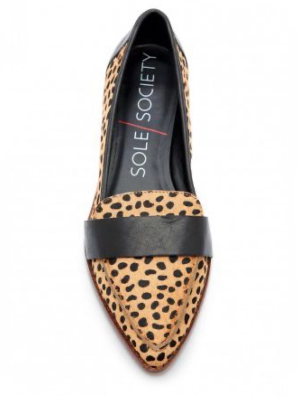 Sole Society Edie Animal Print Calf Hair Pointed Toe Loafers Sz 8.5